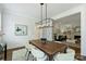 Open dining room with modern lighting and seamless flow to the living room at 2223 Club Rd, Charlotte, NC 28205