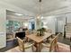Charming dining area with a modern chandelier, table seating for six, and natural light at 3609 Benseval Ln, Matthews, NC 28105