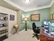 Well-lit office space with neutral carpet, practical shelving, desk space and ample natural light at 3609 Benseval Ln, Matthews, NC 28105