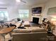 Cozy living room featuring neutral tones, a fireplace, and plush furniture for relaxing at 3816 Rosewood Dr, Mount Holly, NC 28120
