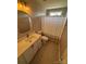 Bathroom featuring vanity, updated mirror, and shower with curtain at 4151 Town Center Rd, Harrisburg, NC 28075