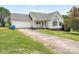 Home's front exterior, featuring a tidy yard, attached garage, and covered porch at 7006 Lone Eagle Dr # 18, Monroe, NC 28110