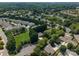 Stunning aerial shot of the neighborhood, highlighting its well-manicured lawns and mature trees at 110 Whitehall Dr, Mooresville, NC 28117