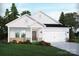 Charming one-story home with white siding, a brick foundation, a two-car garage, and a green front yard at 1123 Morehead Dr, Salisbury, NC 28144
