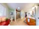 Bathroom featuring double sink vanity, glass enclosed shower, and earthy color palette at 114 Caraway Ln, Mooresville, NC 28117