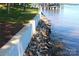 Waterfront shoreline featuring rock wall and grass at 114 Caraway Ln, Mooresville, NC 28117