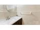 Bathroom featuring a white vanity with a white countertop and a decorative mirror at 13832 Queenswater Ln, Charlotte, NC 28273