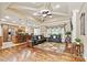 Spacious living room features hardwood floors, tray ceiling, and an open layout connected to the kitchen at 1616 Indian Springs Nw Dr, Conover, NC 28613