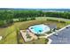 Aerial view of a community pool and playground at 18619 Mainsail Ct, Lancaster, SC 29720
