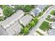 An aerial view of a neighborhood with multiple buildings, rooftops, and cars parked on the street at 2514 Marshall Pl, Charlotte, NC 28203