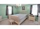 Light green bedroom with a bed and bedside tables at 409 Ridge Rd, Clover, SC 29710