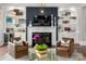 Living room highlighting a fireplace with built-in shelving, creating a cozy focal point at 7221 High Point Ct, Charlotte, NC 28278