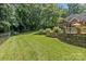 Great backyard space with established lawn and landscaping, perfect for outdoor living at 1310 Weddington Hills Dr, Matthews, NC 28104