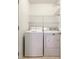 A functional laundry room with a washer, dryer, and shelving for storage at 1520 Deer Forest Dr, Fort Mill, SC 29707
