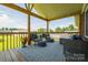 Relaxing back porch with comfortable seating, perfect for outdoor entertaining and enjoying the serene backyard at 233 Reliance Rd, Kings Mountain, NC 28086