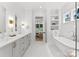 Luxurious bathroom with double vanity, soaking tub, and modern fixtures for relaxation and comfort at 2921 Windsor Ave, Charlotte, NC 28209