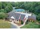Aerial view of community pool, tennis courts, and playground nestled among mature trees at 488 Saint George Rd, Fort Mill, SC 29708