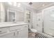Clean bathroom featuring a walk-in shower, white vanity, and tile flooring at 5098 Burnwald Ct, Fort Mill, SC 29715