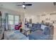 Bright living room with hardwood floors, a plush sofa, and open layout flowing into dining area at 9226 Dunwich Dr, Gastonia, NC 28056