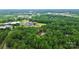 An aerial shot reveals the property's location surrounded by trees in an established neighborhood at 9423 Man O War Rd, Fort Mill, SC 29707