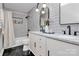 Bathroom showcasing dual sinks, modern fixtures, and a shower/tub combo at 9423 Man O War Rd, Fort Mill, SC 29707