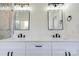 Modern bathroom with double vanity, white cabinets, and black hardware at 102 Starmount Dr, Kings Mountain, NC 28086