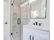 Bathroom featuring a glass enclosed shower with marble tile and a vanity at 102 Starmount Dr, Kings Mountain, NC 28086