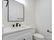 Modern bathroom featuring a white vanity with matte black hardware at 102 Starmount Dr, Kings Mountain, NC 28086
