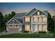 Charming two-story home with blue siding, covered porch and manicured lawn, perfect for suburban living at 13928 Penbury Ln # 399, Charlotte, NC 28278