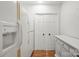 Pantry with double doors and storage space in a bright white kitchen setting at 1512 Anthony Dr, Gastonia, NC 28052