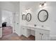 Bathroom with double sinks, vanity area and ample storage at 16013 Wynfield Creek Pkwy, Huntersville, NC 28078