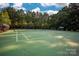 Well-maintained tennis courts with lighting, surrounded by mature trees at 16013 Wynfield Creek Pkwy, Huntersville, NC 28078