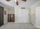 Bedroom with closet, dresser, and ceiling fan at 2769 Independence Way, Gastonia, NC 28056