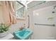 Charming bathroom with a turquoise sink and shower with safety bars at 2831 Puetts Chapel Rd, Bessemer City, NC 28016