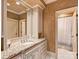 This bathroom features neutral walls, white cabinets, and granite countertops at 355 Pelham Ln, Mooresville, NC 28115