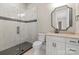 Stylish bathroom with a glass-enclosed shower, toilet, and modern vanity at 4015 Randolph Rd, Charlotte, NC 28211