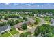 Aerial view showcasing homes nestled amongst mature trees in a charming neighborhood at 7800 Conifer Cir, Indian Trail, NC 28079