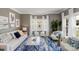 Cozy living room with bay windows, neutral-toned furnishings, and a stylish patterned rug at 7800 Conifer Cir, Indian Trail, NC 28079