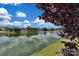 Scenic view of pond reflecting blue skies and clouds, surrounded by lush greenery at 7800 Conifer Cir, Indian Trail, NC 28079