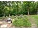 Relaxing backyard with a patio, mature trees, and privacy fencing at 816 Fulton St, Albemarle, NC 28001