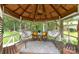 Cozy gazebo interior with hanging egg chairs and outdoor furniture at 827 Ashwyn Dr, Charlotte, NC 28211