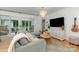 Comfortable Gathering room with sliding glass doors to the backyard and stylish decor at 827 Ashwyn Dr, Charlotte, NC 28211