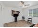 Bedroom featuring vinyl wood floors, a ceiling fan and a closet for storage at 1602 Eagles Pl # J103, Rock Hill, SC 29732