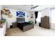 Bedroom featuring a ceiling fan, window, and gray furniture at 2405 Emma Grace Ln, Rock Hill, SC 29732