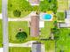 Aerial view of property showcasing expansive yard, pool, landscaping, driveway, and neighborhood at 3903 Graywood Dr, Gastonia, NC 28052
