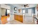 Charming kitchen with stainless appliances, a breakfast bar, and a view of the living area at 3903 Graywood Dr, Gastonia, NC 28052