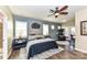 Spacious main bedroom featuring blue walls, wood floors, and an office area at 5064 Lassen Volcanic Trl, Lancaster, SC 29720
