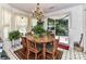 Bright dining room with a chandelier and access to the patio at 9337 Four Mile Creek Rd # 101, Charlotte, NC 28277