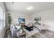 Spacious living room features hardwood floors, a large window, stylish furnishings, and contemporary decor at 10111 Snowbell Ct, Charlotte, NC 28215