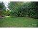 Lush backyard with well-maintained lawn and mature trees, offering a private and serene outdoor space with wooded buffer at 1500 Lookout Cir, Waxhaw, NC 28173